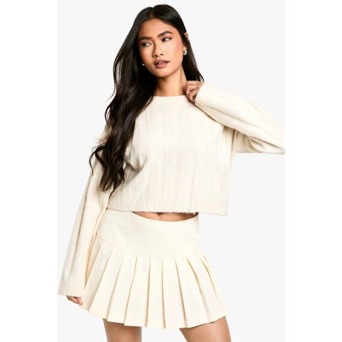 Pull Court En Maille Douce - Blanc Écru - S, Blanc Écru - boohoo - Modalova
