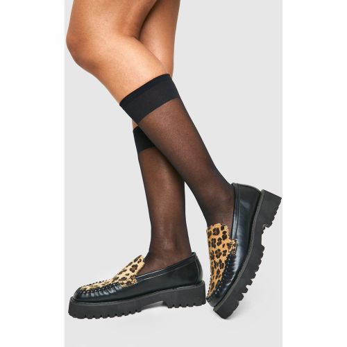 Mocassins À Plateforme Et Imprimé Léopard - 36 - boohoo - Modalova
