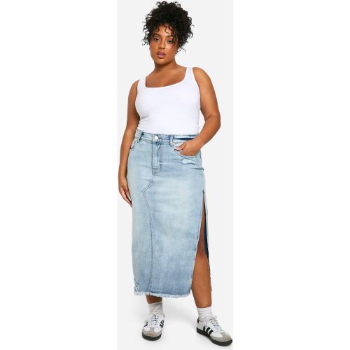 Grande Taille - Jupe Déchirée En Jean Délavé - 44 - boohoo - Modalova