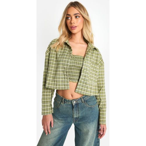 Ensemble À Carreaux Avec Chemise Courte Et Bralette - 40 - boohoo - Modalova