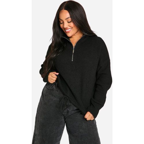 Grande Taille - Pull À Col Cheminée Zippé - 52 - boohoo - Modalova