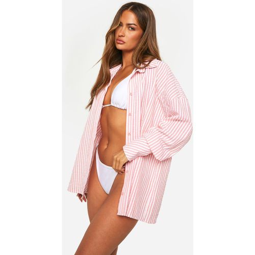 Chemise De Plage Rayée Oversize - M - boohoo - Modalova