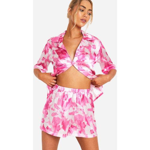 Ensemble De Pyjama Satiné Fleuri - 38 - boohoo - Modalova