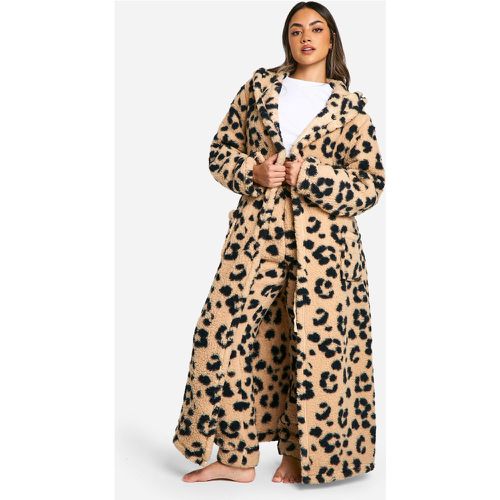 Robe De Chambre À Capuche En Polaire À Imprimé Léopard - M - boohoo - Modalova