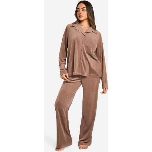 Ensemble De Pyjama Boutonné En Velours - 34 - boohoo - Modalova