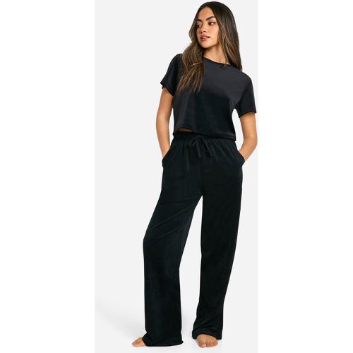 Ensemble En Velours Avec T-Shirt Court Et Pantalon Large - 36 - boohoo - Modalova