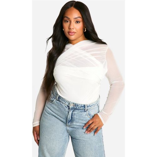 Grande Taille - Body En Mesh À Bretelles Croisées - Blanc Écru - 46, Blanc Écru - boohoo - Modalova