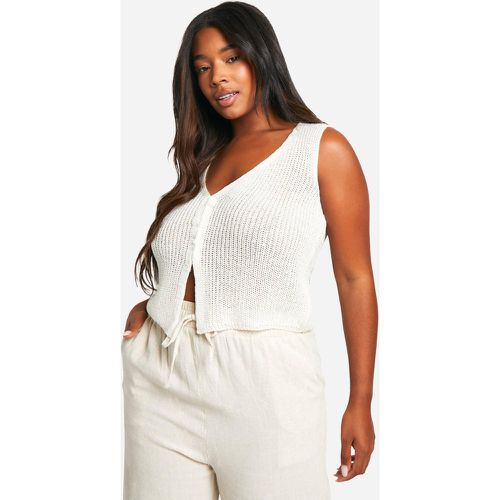 Grande Taille - Gilet En Maille Sans Manches À Agrafes - Blanc Écru - 44, Blanc Écru - boohoo - Modalova