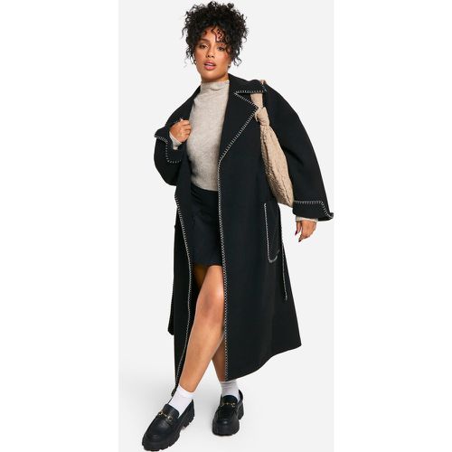 Grande Taille - Manteau Effet Laine À Ceinture - 44 - boohoo - Modalova