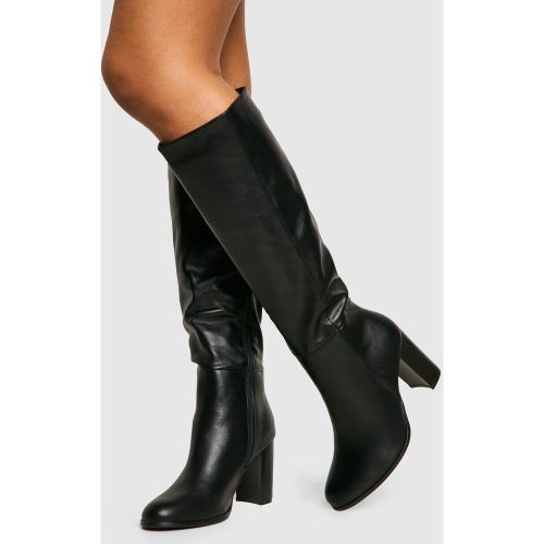 Bottes Hautes Texturées À Talon Carré - 36 - boohoo - Modalova