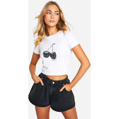 T-Shirt Court À Imprimé Cerise - S - boohoo - Modalova
