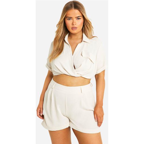 Grande Taille - Ensemble Avec Chemise À Manches Courtes - Blanc Écru - 46, Blanc Écru - boohoo - Modalova