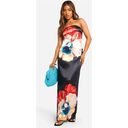 Petite" - Robe Longue Satinée Fleurie - 40 - boohoo - Modalova