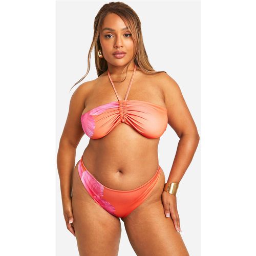 Grande Taille - Bas De Maillot Taille Haute Fleuri - 46 - boohoo - Modalova