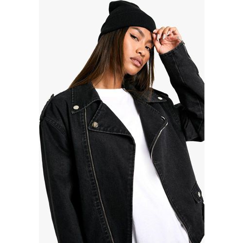 Veste Biker En Jean À Ceinture - 34 - boohoo - Modalova