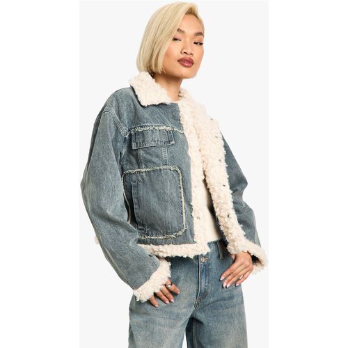 Veste En Jean À Bordure En Polaire - 38 - boohoo - Modalova