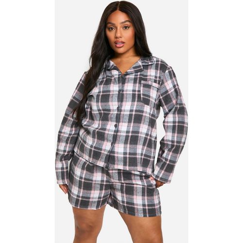 Grande Taille - Ensemble De Pyjama À Carreaux Avec Short - 46 - boohoo - Modalova