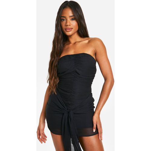 Robe Courte Nouée En Mousseline De Soie - 42 - boohoo - Modalova