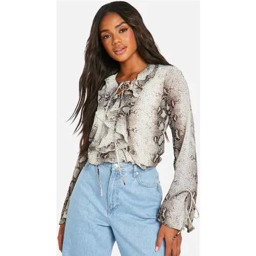 Blouse Serpent À Volants - 38 - boohoo - Modalova