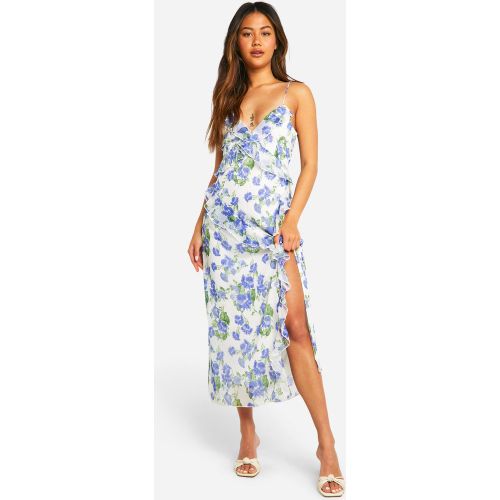 Robe Mi-Longue Fleurie À Volants - 38 - boohoo - Modalova