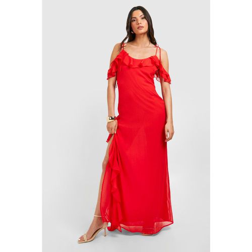 Robe Longue En Mousseline De Soie À Volants - 40 - boohoo - Modalova