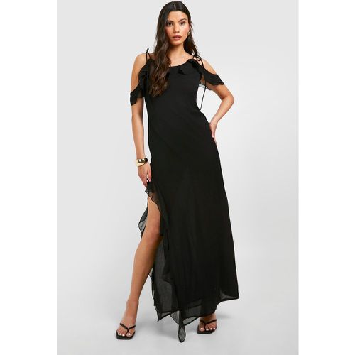 Robe Longue En Mousseline De Soie À Volants - 38 - boohoo - Modalova