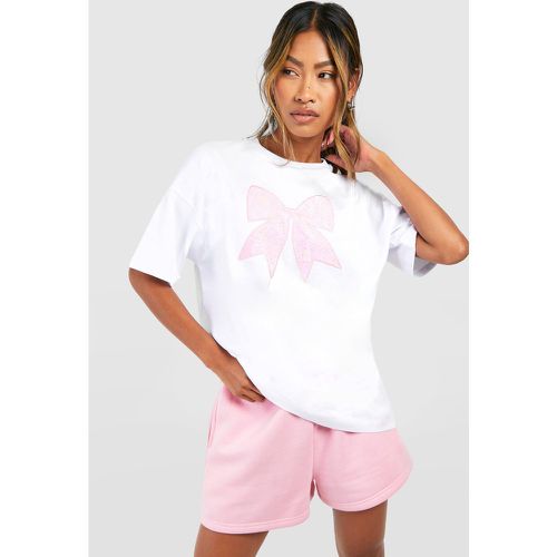 Lace Bow Applique Oversized T-Shirt - boohoo - Modalova