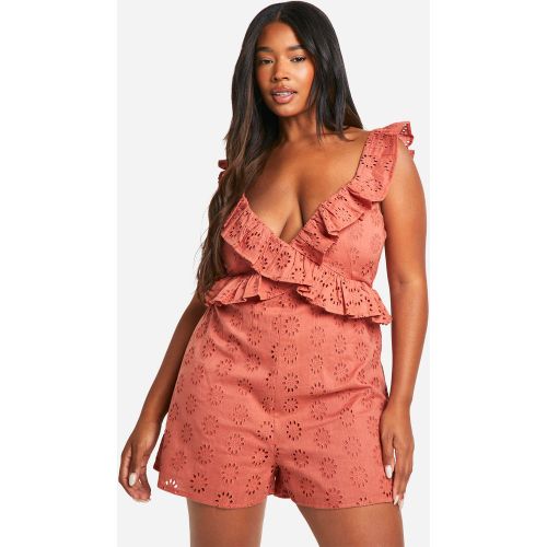 Grande Taille - Combishort Ample À Volants - 56 - boohoo - Modalova