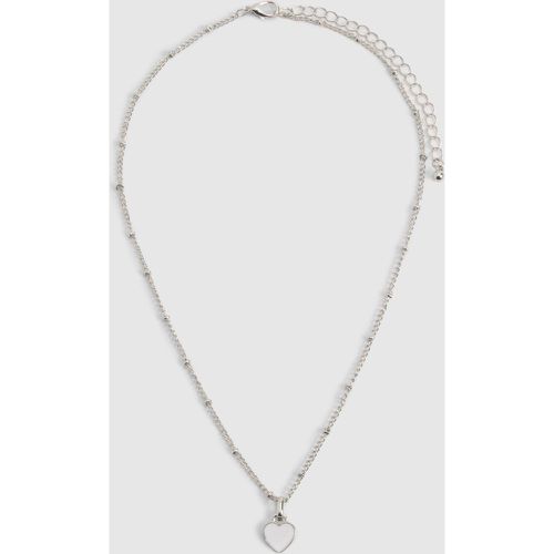White Enamel Heart Necklace - - boohoo - Modalova