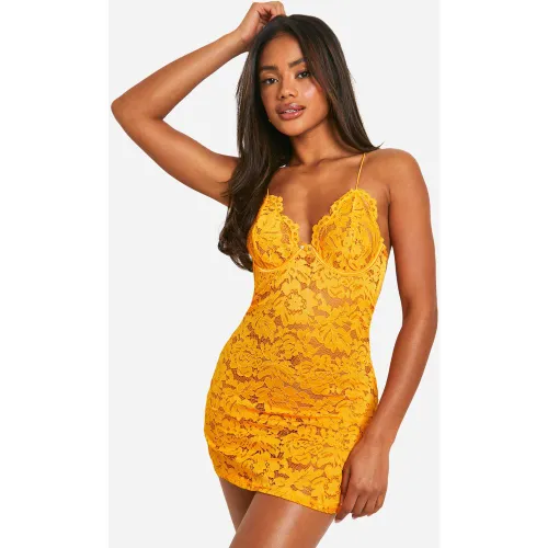 Robe Babydoll À Armatures Et Dentelle - M - boohoo - Modalova