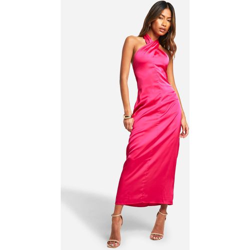 Robe Mi-Longue Satinée À Col Torsadé - boohoo - Modalova