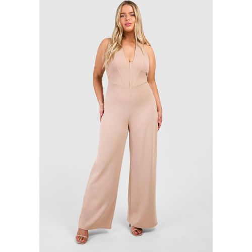 Grande Taille - Combinaison Corset À Dos Nu En Tissu Crêpe - 44 - boohoo - Modalova