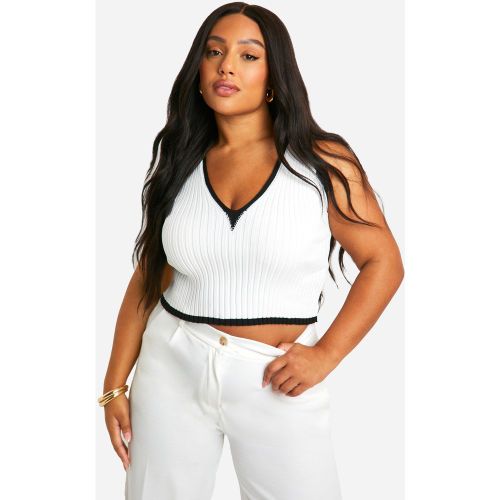 Grande Taille - Crop Top À Col V En Maille - 56 - boohoo - Modalova