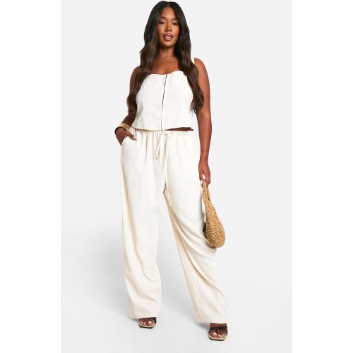 Grande Taille - Ensemble Avec Corset À Agrafes Et Pantalon Large - Blanc Écru - 44, Blanc Écru - boohoo - Modalova
