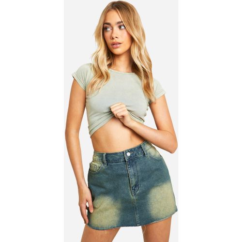 Mini-Jupe En Jean À Bords Bruts - 34 - boohoo - Modalova