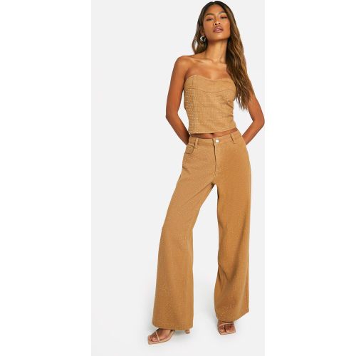 Jean Large Taille Basse À Strass - 34 - boohoo - Modalova