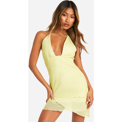 Robe Courte Nouée À Décolleté Plongeant - 36 - boohoo - Modalova