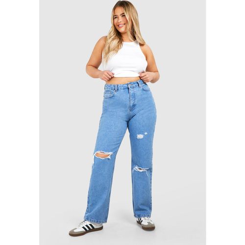 Grande Taille - Jean Droit Déchiré - 46 - boohoo - Modalova