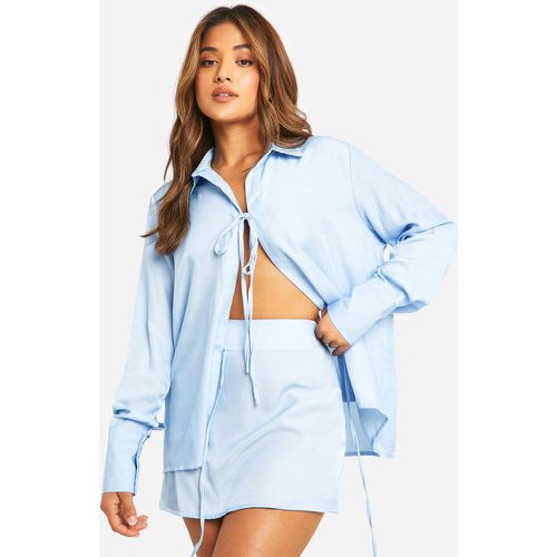 Petite" - Mini-Jupe En Chambray - 36 - boohoo - Modalova