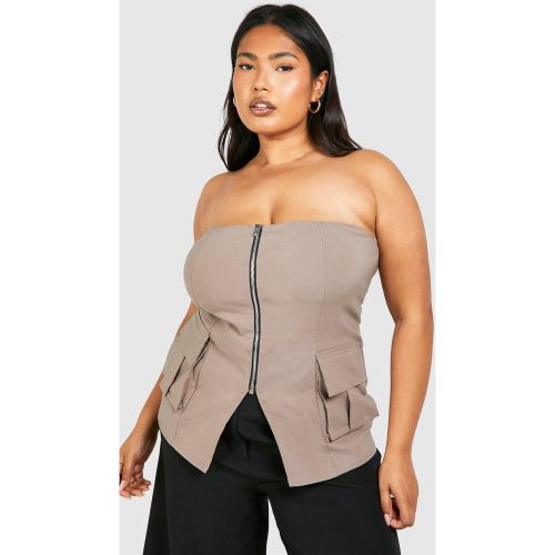 Grande Taille - Corset Zippé Utilitaire - 44 - boohoo - Modalova