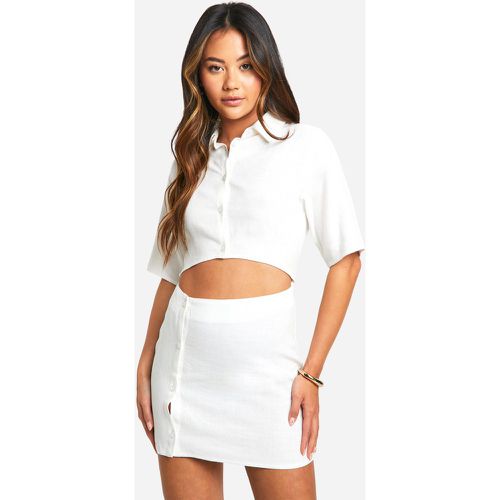 Robe Chemise En Lin À Découpes - 42 - boohoo - Modalova