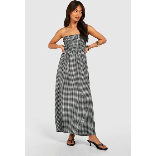 Robe Mi-Longue Froncée À Imprimé Vichy - 36 - boohoo - Modalova