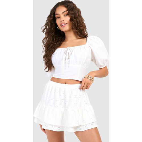 Mini-Jupe Taille Basse En Dentelle - 36 - boohoo - Modalova