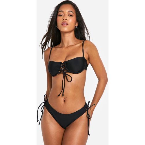 Haut De Maillot À Armatures Et Lacets - 34 - boohoo - Modalova