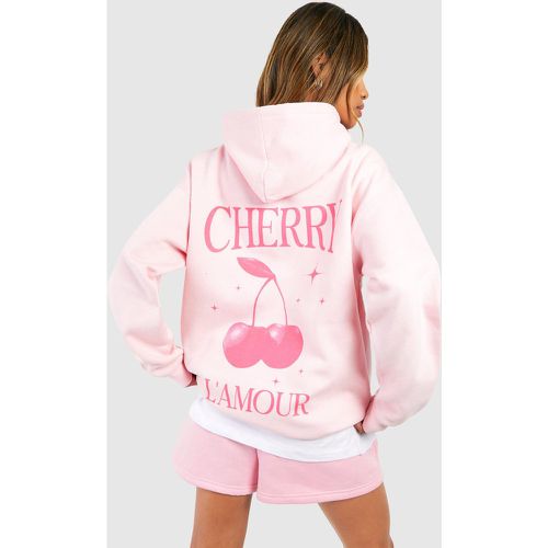 Cherry L'Amour Back Print Oversized Hoodie - boohoo - Modalova