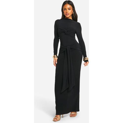 Robe Longue Froncée À Nœud - 38 - boohoo - Modalova
