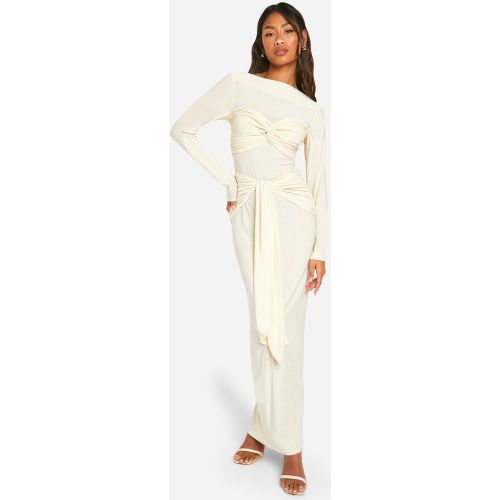 Robe Longue Froncée À Nœud - 38 - boohoo - Modalova