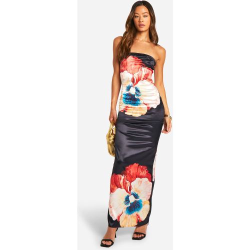 Tall" - Robe Longue Satinée Fleurie - 36 - boohoo - Modalova