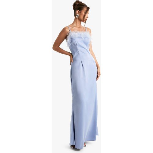 Robe Nuisette Satinée À Détails En Plumes - 36 - boohoo - Modalova