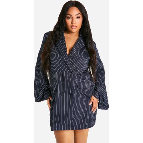 Grande Taille - Robe Blazer Rayée Oversize - 44 - boohoo - Modalova